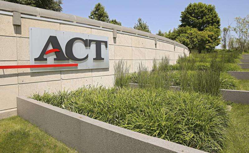 The entrance to the ACT Inc. campus in Iowa City is seen in 2017. (Gazette photo)