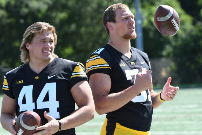 Seth Benson and Jack Campbell anchor the Iowa linebackers. 