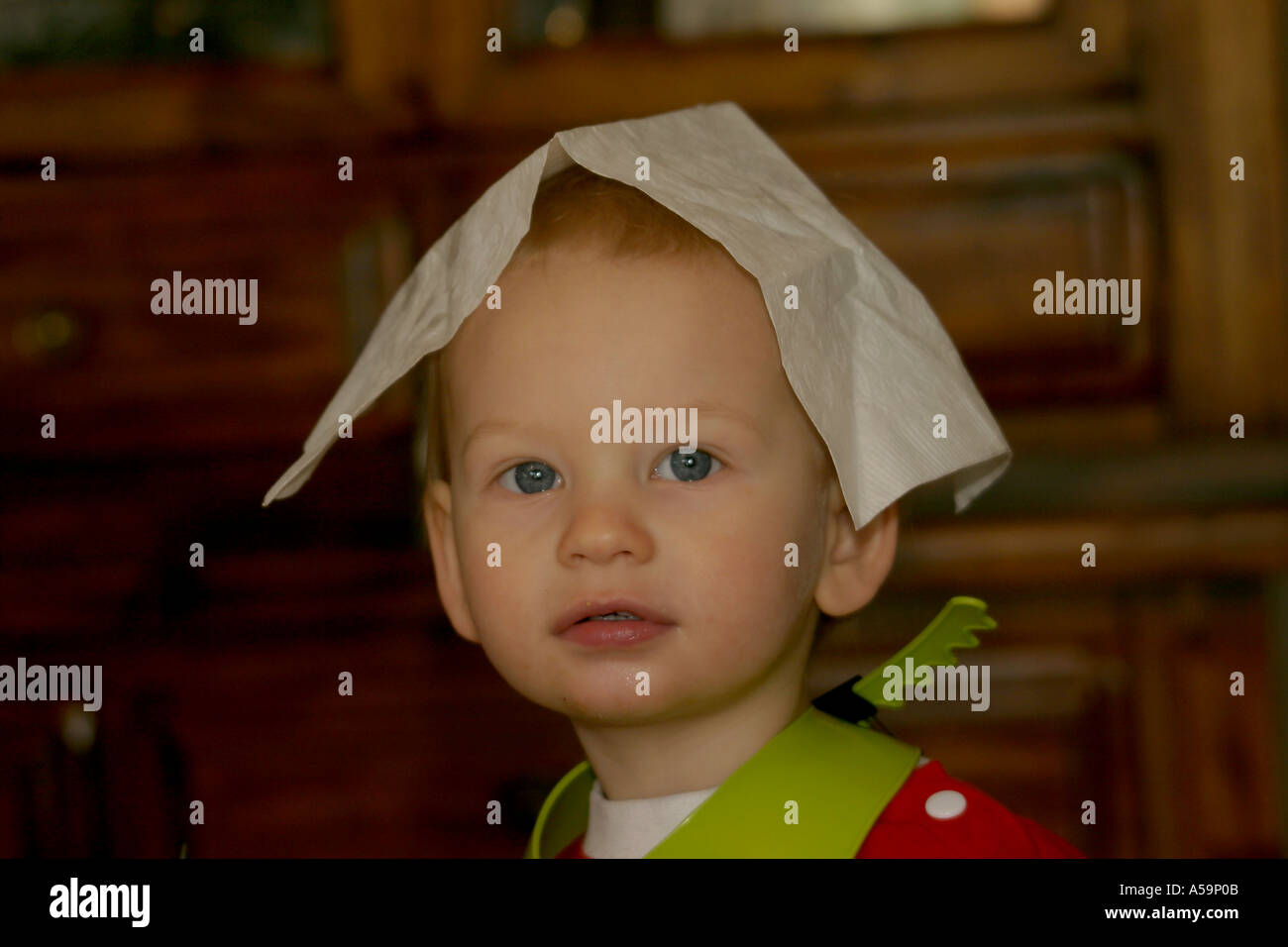 small-boy-with-a-paper-towel-on-his-head-A59P0B.jpg