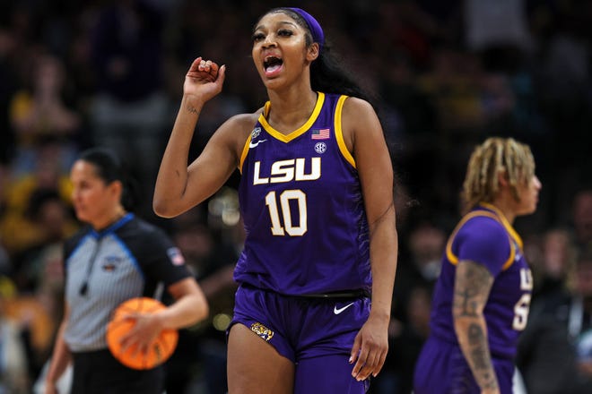 Center Angel Reese scored 15 points, pulled down 10 rebounds and was named the Final Four's Most Outstanding Player as LSU trounced Iowa in the women's national championship game.