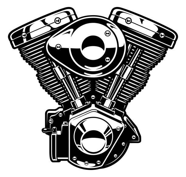 monochrome-engine-of-motorcycle-vector-id859122590