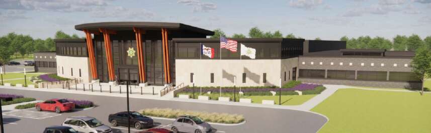 Rendering of the Johnson County Sheriff's Office and Jail, as designed by Shive-Hattery and presented to the Johnson County supervisors on May 29, 2024. (Courtesy of Johnson County Board of Supervisors)