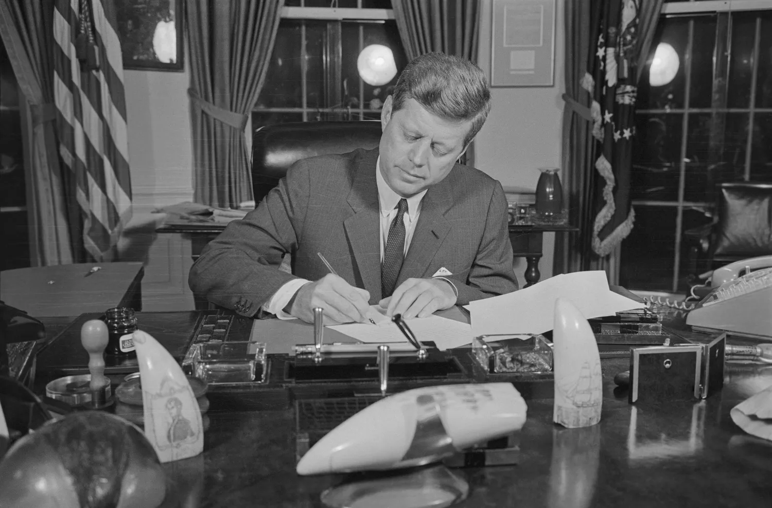 President John F. Kennedy in Oval Office