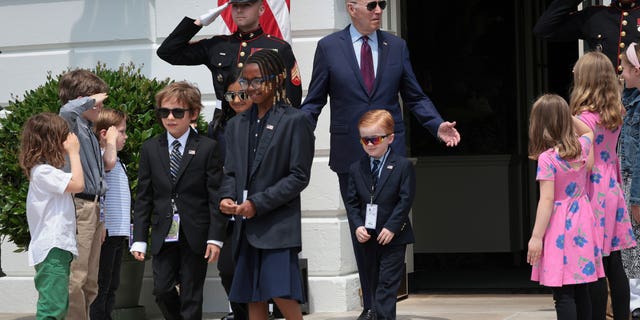President Joe Biden with children