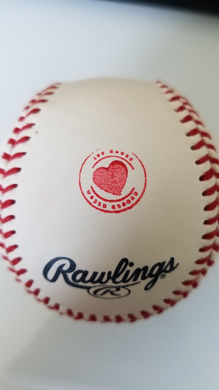 One of the Endless Game stamped baseballs. Photo courtesy Scott Reinardy.