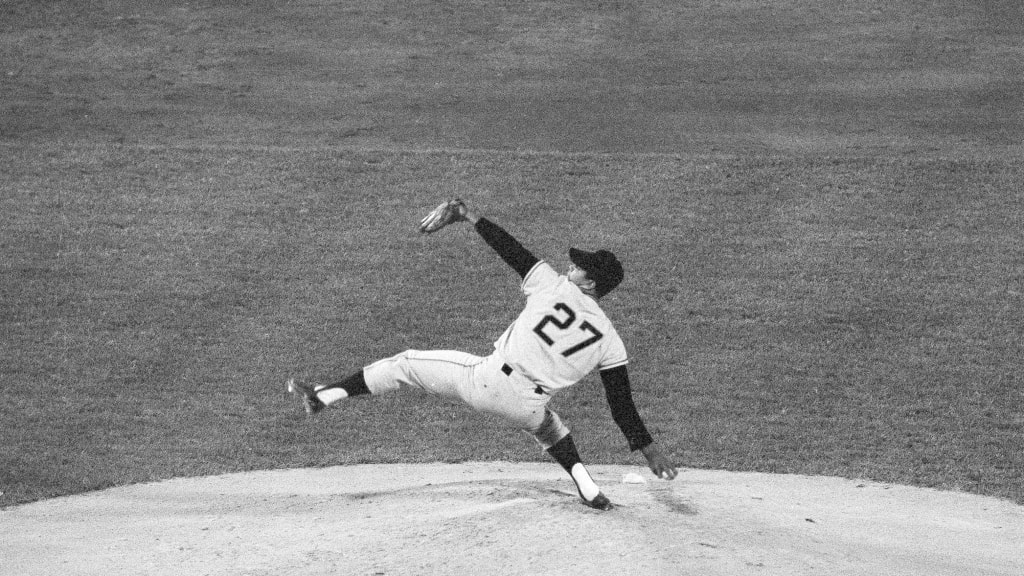 Marichal in the middle of his iconic windup.