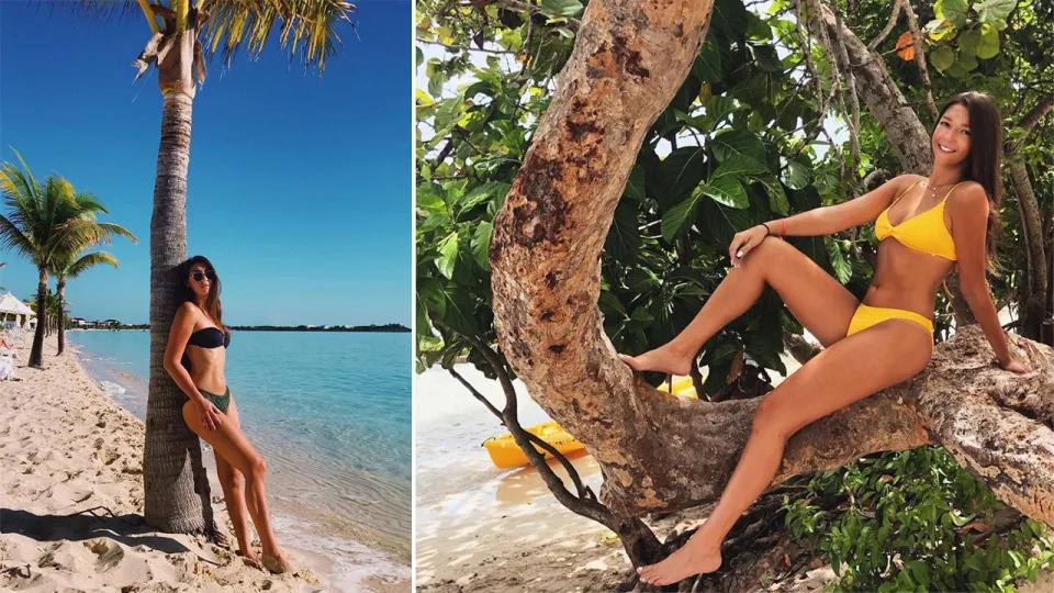 Jamie Komoroski poses in bikinis at resorts in Turks and Caicos and Jamaica.