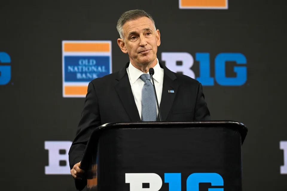 INDIANAPOLIS, IN - JULY 26: Big Ten Commissioner Tony Petitti during the Big Ten Conference Media Days on July 26, 2023 at Lucas Oil Stadium in Indianapolis, IN (Photo by James Black/Icon Sportswire via Getty Images)
