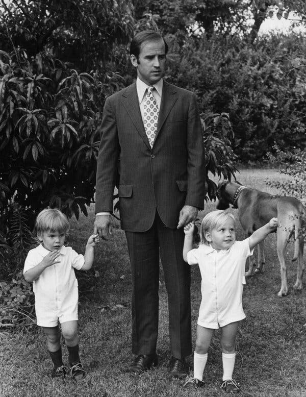 Joe Biden with his sons Hunter, left, and Beau in the early 1970s.