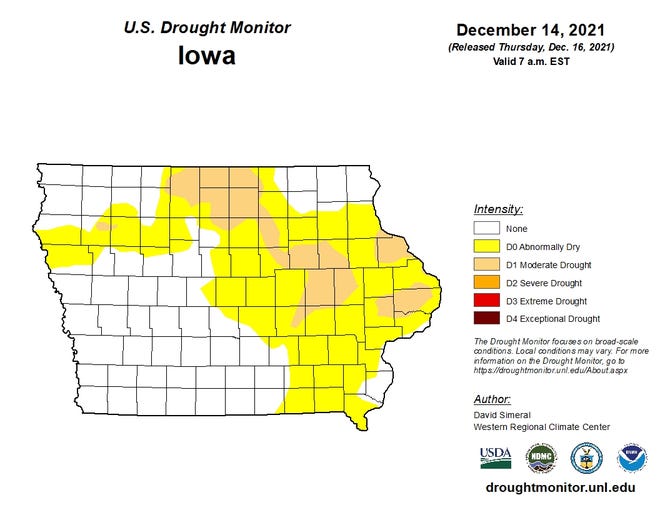 Parts of eastern Iowa are still considered to be in moderate droughts.