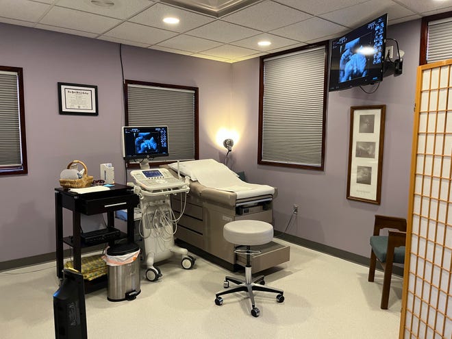 A patient room and an ultrasound machine at Women's Choice Center, a anti-abortion pregnancy resource center in Bettendorf that would be eligible for state funding under a new law.